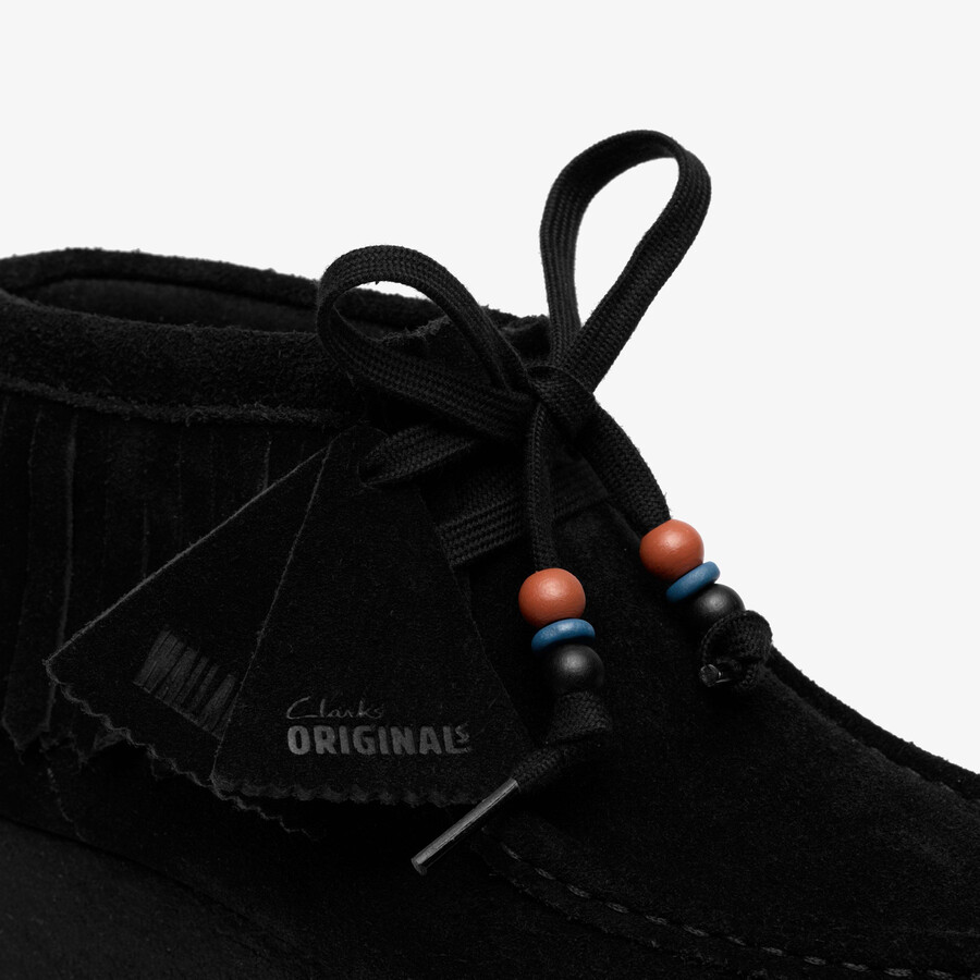 wallabee wedge fringe - czarny zamsz